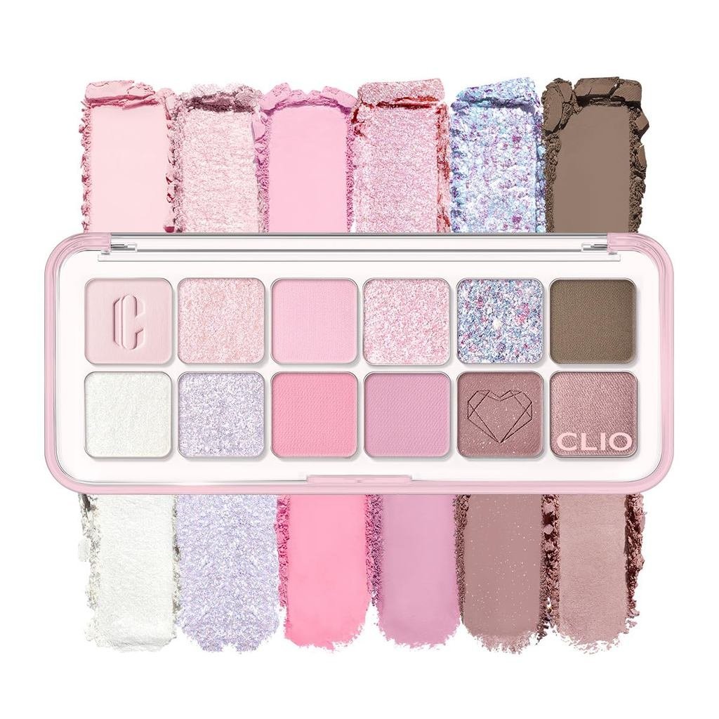 CLIO Pro Eye Palette Air, พาเลทอายแชโดว์ 12 สี, Matte Shimmer Mix, Air-Fit Blended Pigmented Buildab