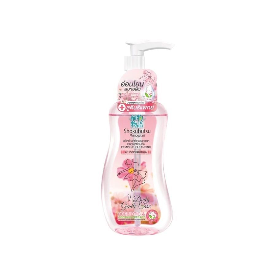 โชกุบุสซึ โมโนกาตาริ สบู่เหลวทำความสะอาดจุดซ่อนเร้นสูตรอ่อนโยน Shokubutsu Pink Feminine 150ml.