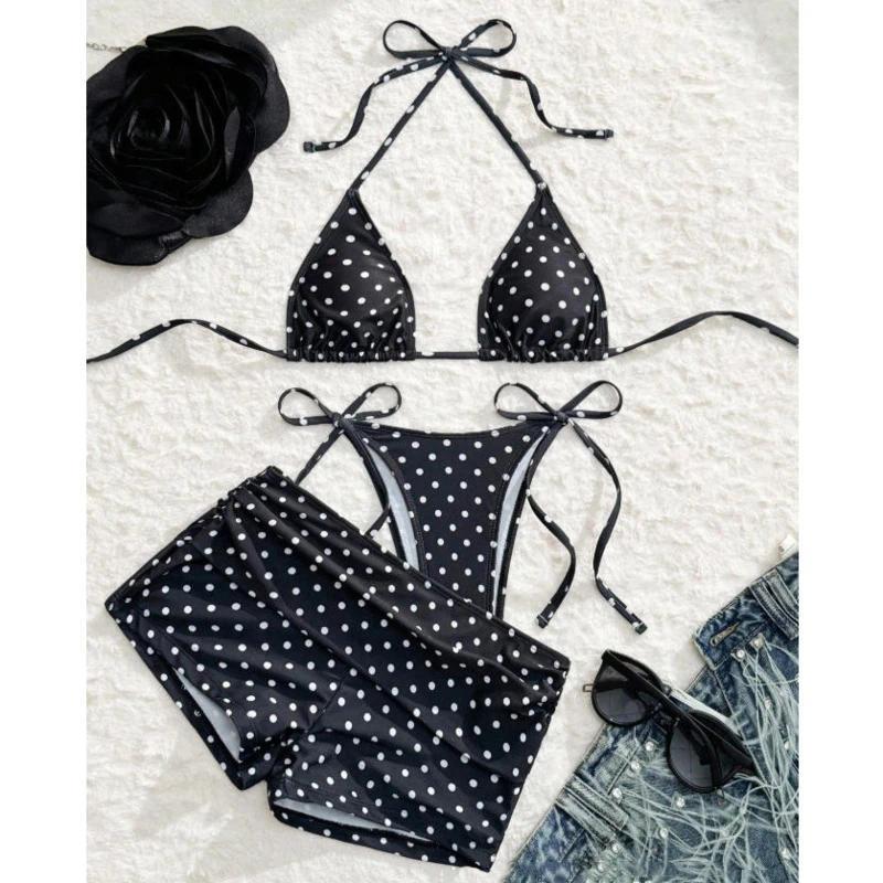 Dot Sexy 3Pcs Bikinis Set Female Swimsuit Women Three-Piece Swimwear Beach Swim Wear Bathing Suits B