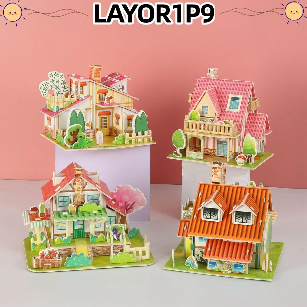 LAYOR1P9 House Model Puzzle, Early Education Jigsaw Puzzle, Funny Handmade Paper Puzzle Model Kids