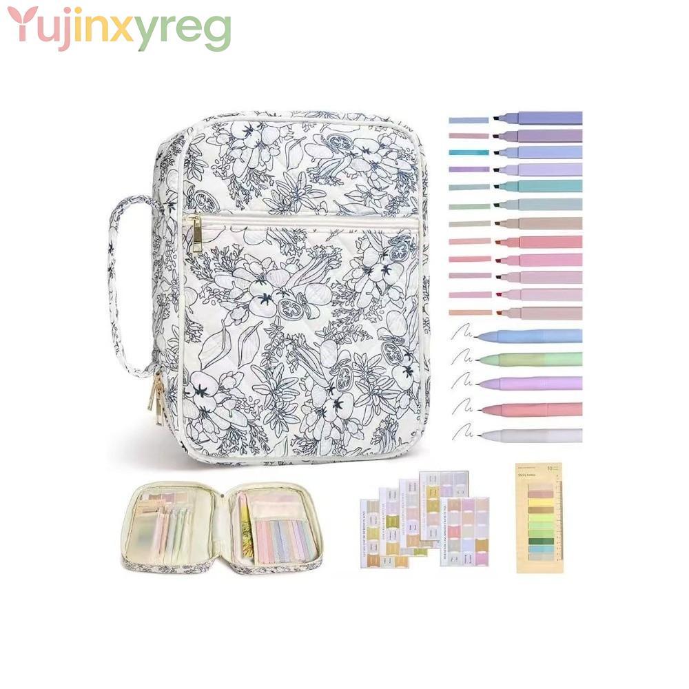 YUJINPH Bible Cover Bag, Handle Floral Design Bible Cover ,กระเป๋าซิป Bible Journaling Kit Church