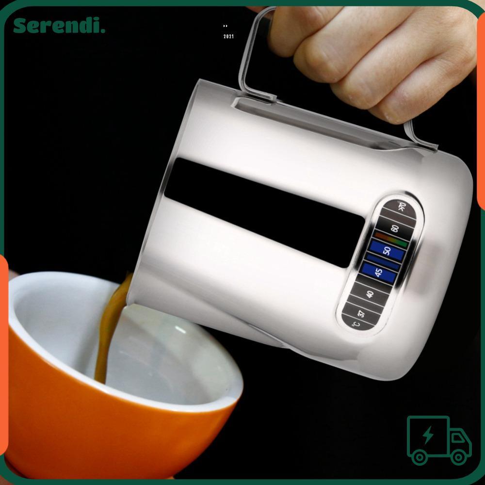 SERENDI Coffee Milk Frothing Pitcher, 600ml ความจุ 20 oz Frothing Pitcher, Latte Art Integrated Temp