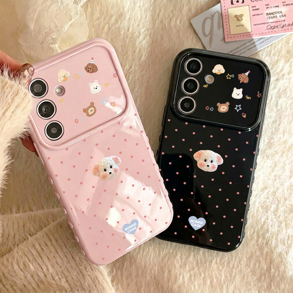 Polka Dot Soft เคส For Samsung A07 A17 A56 A55 A16 A06 A36 A37 A35 A54 A26 A05S A05 A15 ดีไซน์รูปหัวใจด้านข้าง นิ่มเคส