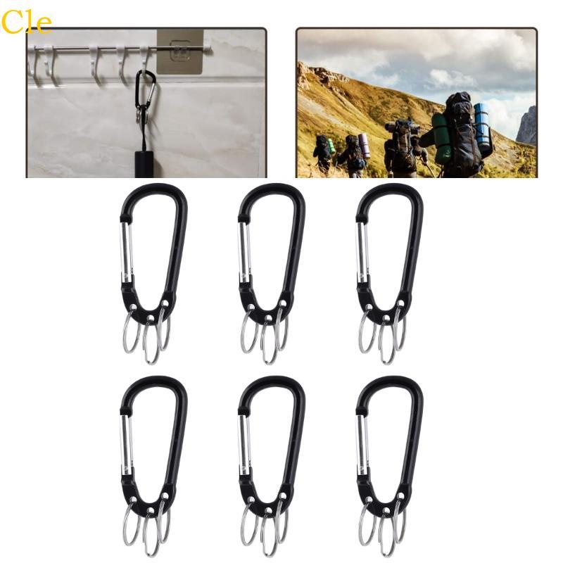 Cle 6 แพ็ค Travel Carabiner สกรูล็อค Carabiner ตกปลา Carabiner ปีนเขาสําหรับตั้งแคมป์เดินป่าและปีนเข