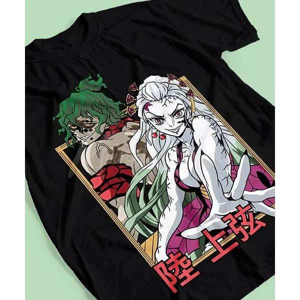 เสื้อยืดฤดูร้อนสำหรับ Anime Demon Slayer Daki&Gyutaro เสื้อแขนสั้นคอรอบผู้ชาย
