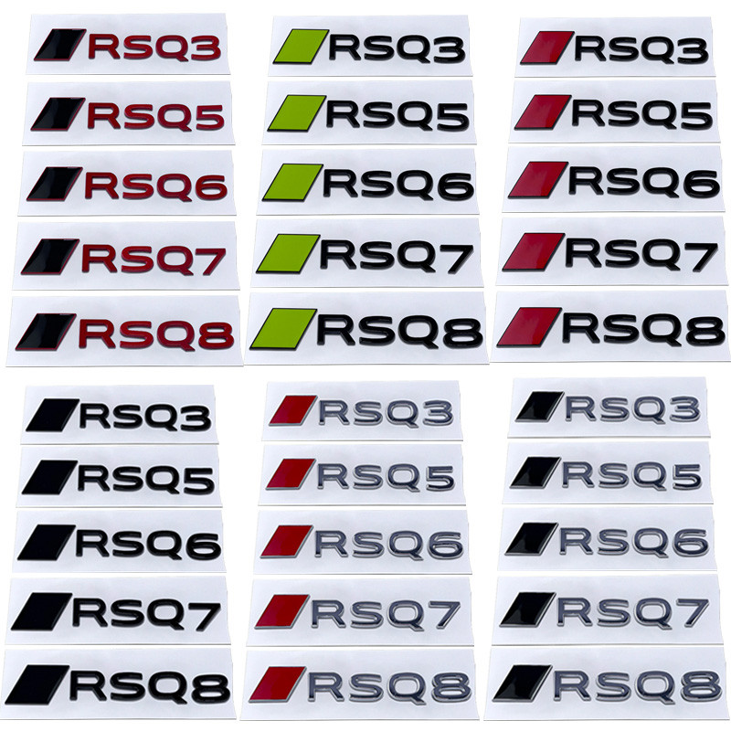 ใหม่โลหะรถTrunk EmblemสําหรับAudi RSQ3 RSQ5 RSQ6 RSQ7 RSQ8 ตัวอักษรสติกเกอร์ด้านหลังBadgeด้านข้างDec