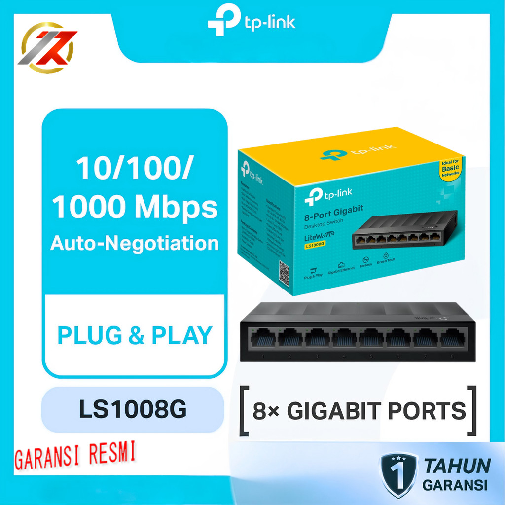 TP-LINK LS1008G SWITCH HUB 8 PORT Gigabit 10/100/1000Mbps Desktop | Gigabit Switch Hub สูงสุด 1000Mb