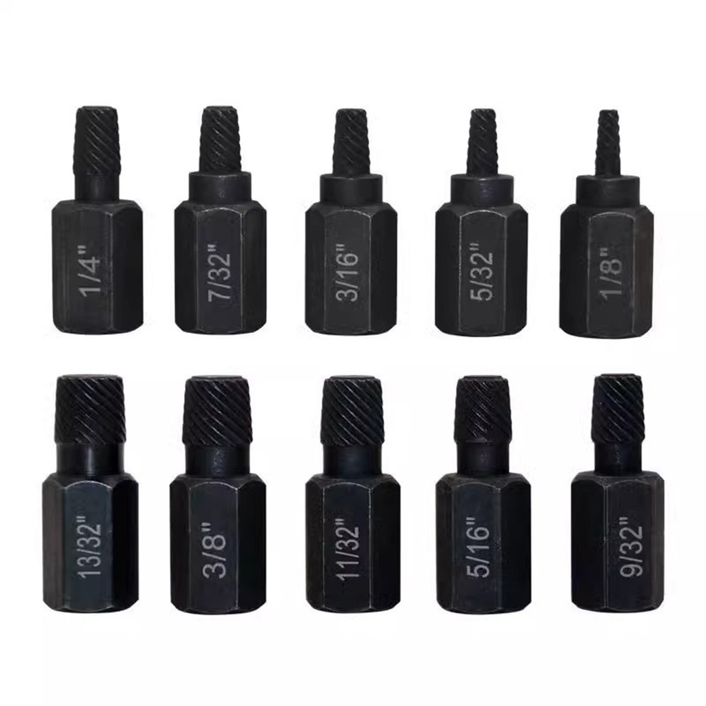 ชุดดอกถอนน็อตหัวเสีย 10ชิ้น ชุดแยกสกรู ถอดสกรูที่เสียหายจากเหล็กอัลลอยออกง่าย ชุดดึงสกรูหลายสไปน์