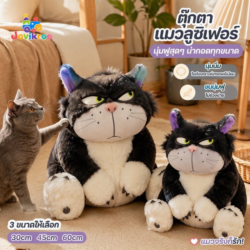 ตุ๊กตาตุ๊กตา ลูซิเฟอร์ แมวนุ่มตุ๊กตาสัตว์ หน้า ผ้าฝ้ายบรรจุน่ารักสีขาวของขวัญตกแต่งบ้าน