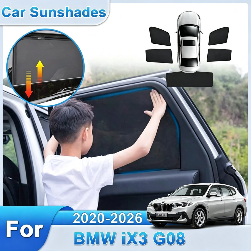 [คุณภาพสูง] กระบังหน้าตาข่ายสําหรับ BMW iX3 G08 2020-2026 Shade Magnetic Auto Accessories
