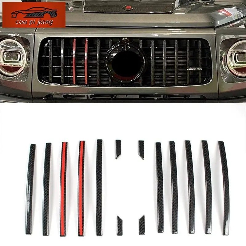 ยี่ห้อใหม่คาร์บอนไฟเบอร์ด้านหน้า Grille Trim Kit สําหรับ Mercedes Benz G Class AMG W464 W465 G63 201