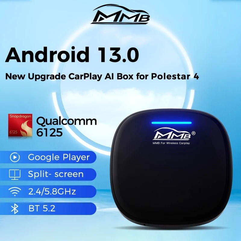ใหม่ MMB ไร้สาย CarPlay AI กล่อง Android Auto Android 13.0 QCM6125 8-Cores BT 5.2 การเชื่อมต่ออัตโนม