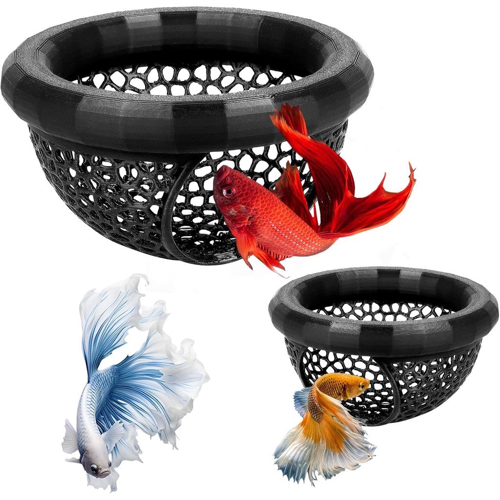 ลุงยาง 2 ชิ้นลอย Betta Hammock & กุ้ง Shelter 3D พิมพ์ Aquarium Decor ลอย Betta ซ่อนแหวนให้อาหารปลอด