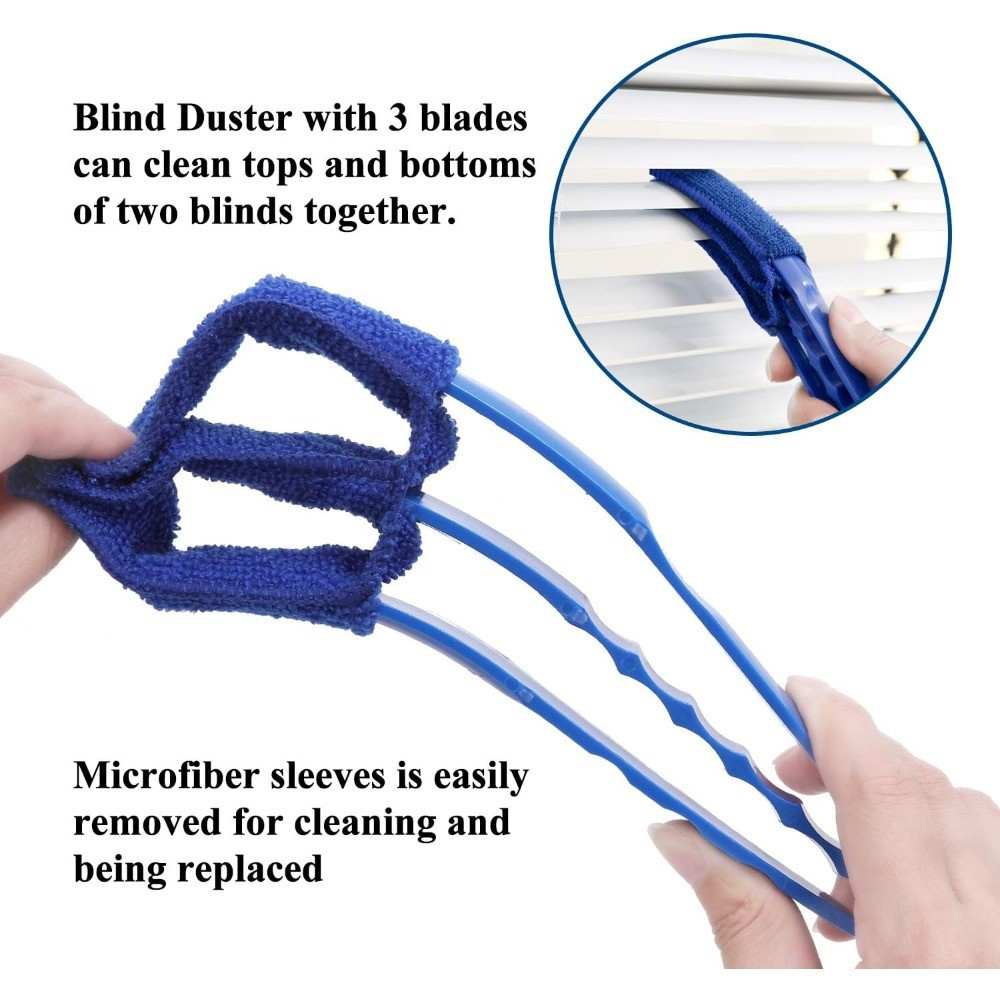 I8S7 Microfibre Blind แปรงทําความสะอาด Venetian หน้าต่าง Blind Duster Dual Slot ทําความสะอาดเครื่องม