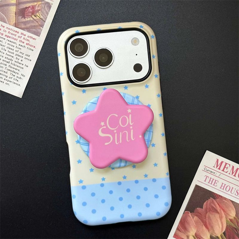 สีเหลืองดาวสีฟ้าเหมาะสําหรับ แอปเปิล 17 ฟิล์มเคสโทรศัพท์ ไอโฟน16โปรแม็กซ์ แม่เหล็ก 15มือโปร สองชั้น 14/13