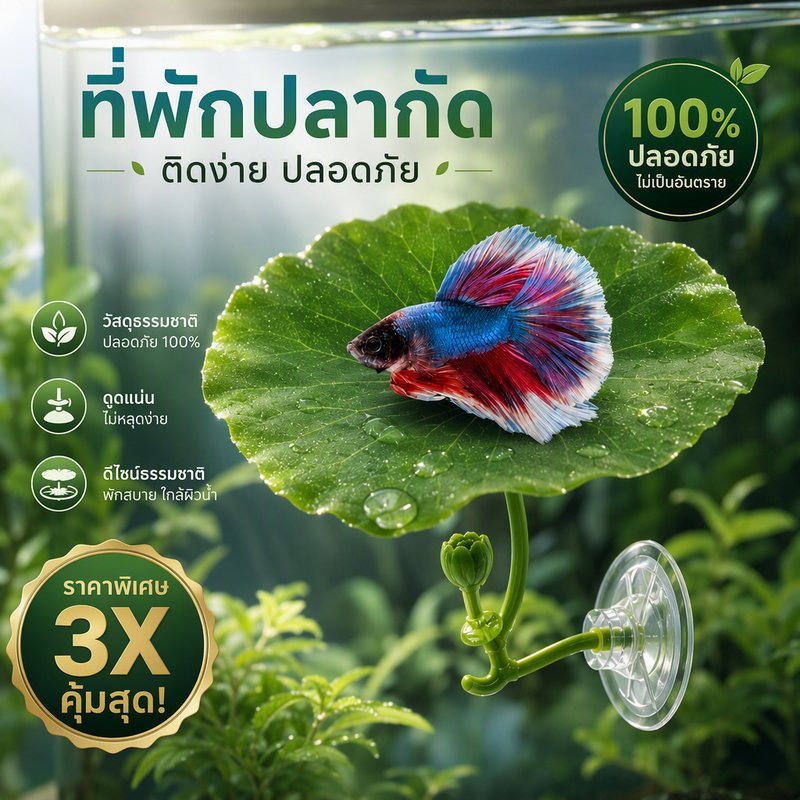 ใบไม้ปลอม แต่งตู้ปลา ใบบัวจำลอง ปล่อยให้ปลาได้พัก การวางไข่ หญ้าจำลอง ทำให้ตู้ปลาสวยขึ้น  ﻿