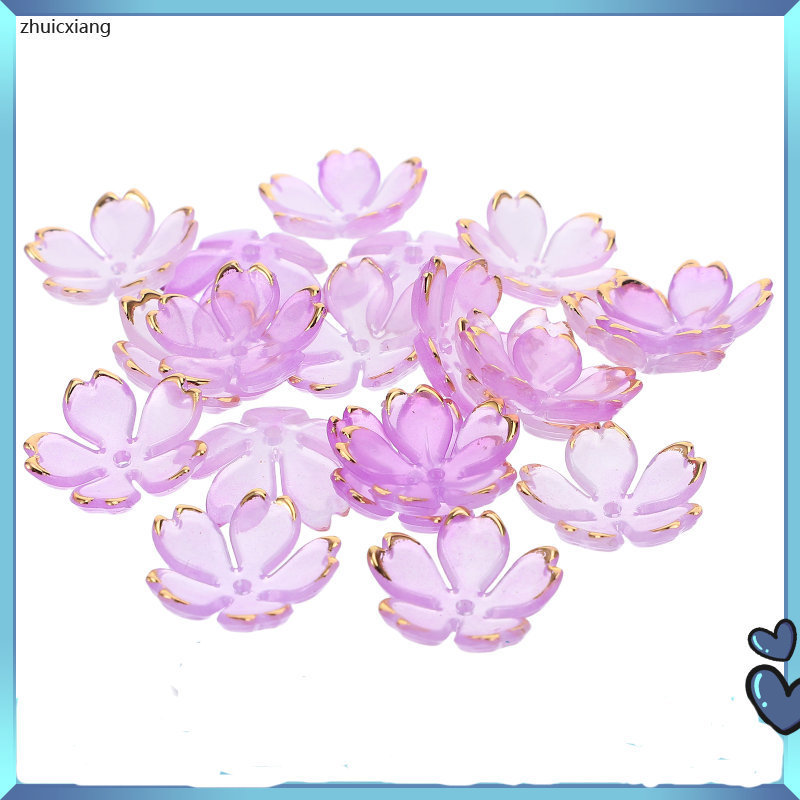 100 ชิ้นลูกปัด Cherry Blossom ดอกไม้ Charms Caps สําหรับสร้อยคออะคริลิค 0.00X0.00X0.00CM