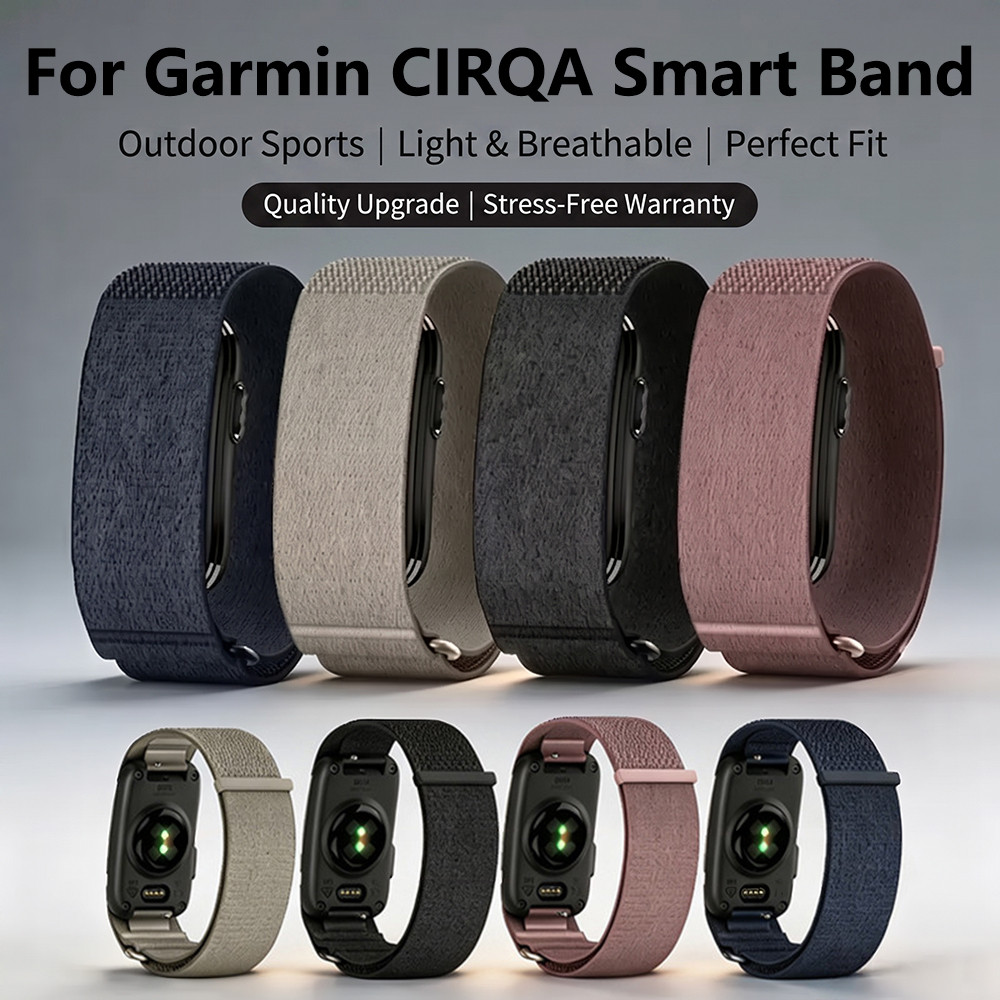 สายรัดไนลอนถักระดับพรีเมียมสําหรับ Garmin CIRQA Smart Adjustable Loop Band Outdoors Sport Wrist Bracelet Accessories for Men Women