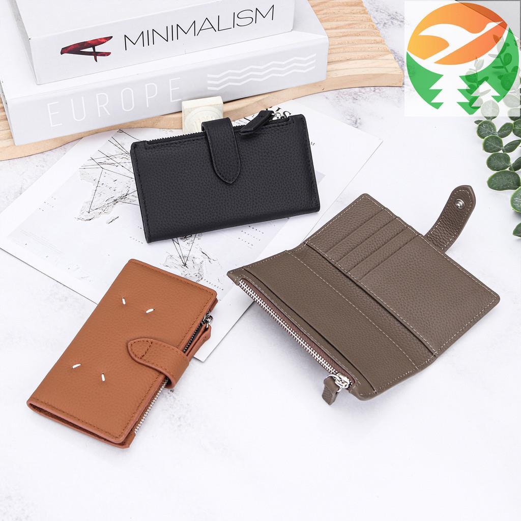 Ra9 F หนังวัวชั้นแรก Cropped เปลี่ยน Pocketbook ซิปอเนกประสงค์ Ultra-Slim Cardholder แท้ซ่อน ID Card