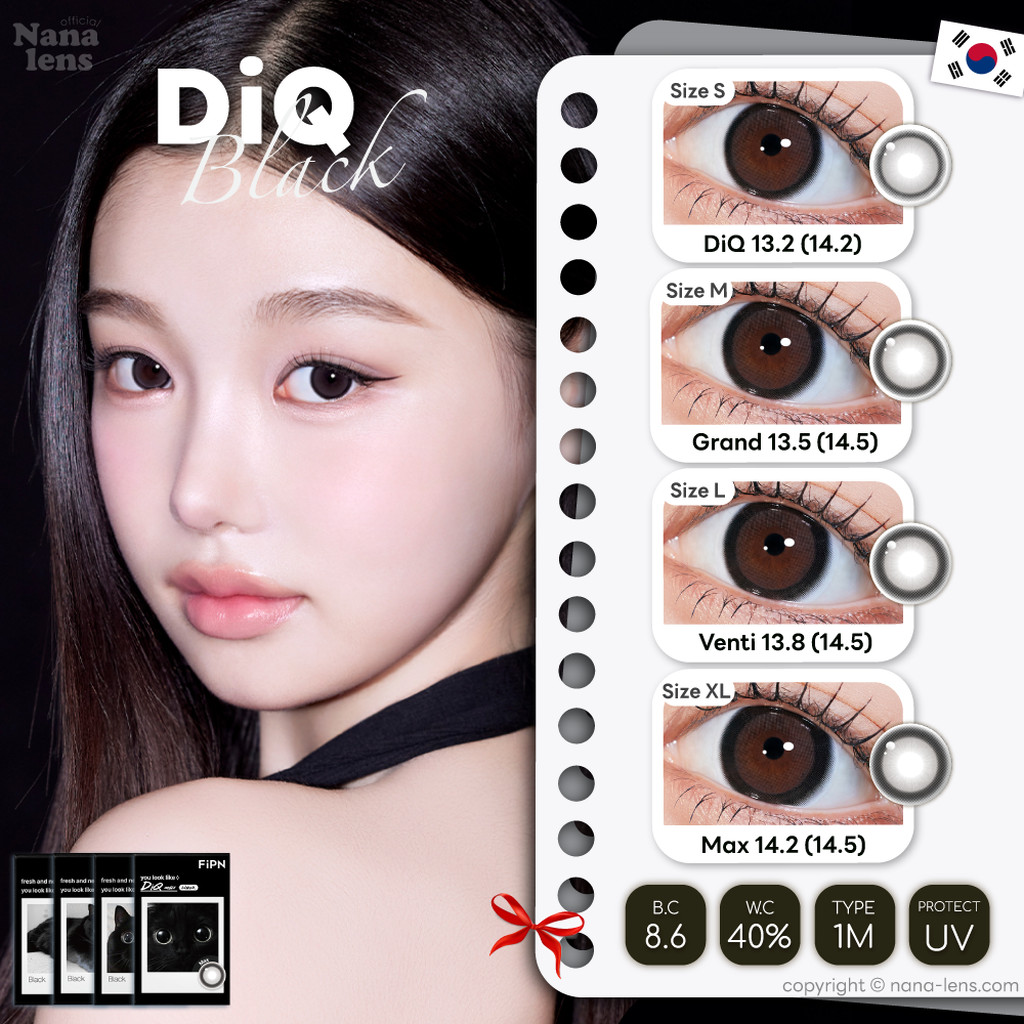 MYFiPN DiQ Black คอนแทคเลนส์รายเดือน มี 4 ขนาด