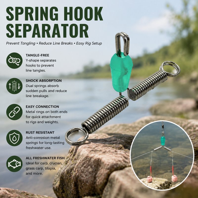 Fishhook Splitter แพ็ก 10 ชิ้น ตัวแยกตะขอตกปลา โครงโลหะสองแขนพร้อมห่วงปลาย เหมาะกับงานประกอบชุดสายหน้า