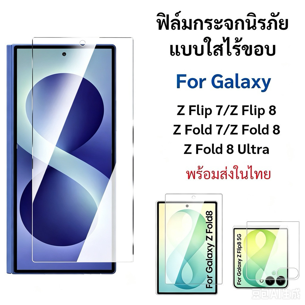 ฟิล์มกระจกกันรอย For Samsung Z Flip8/Z Fold 8/Z Fold8 Ultra/Z Flip7/Z Fold7 ฟิล์มกระจกนิรภัยHD ฟิล์ม