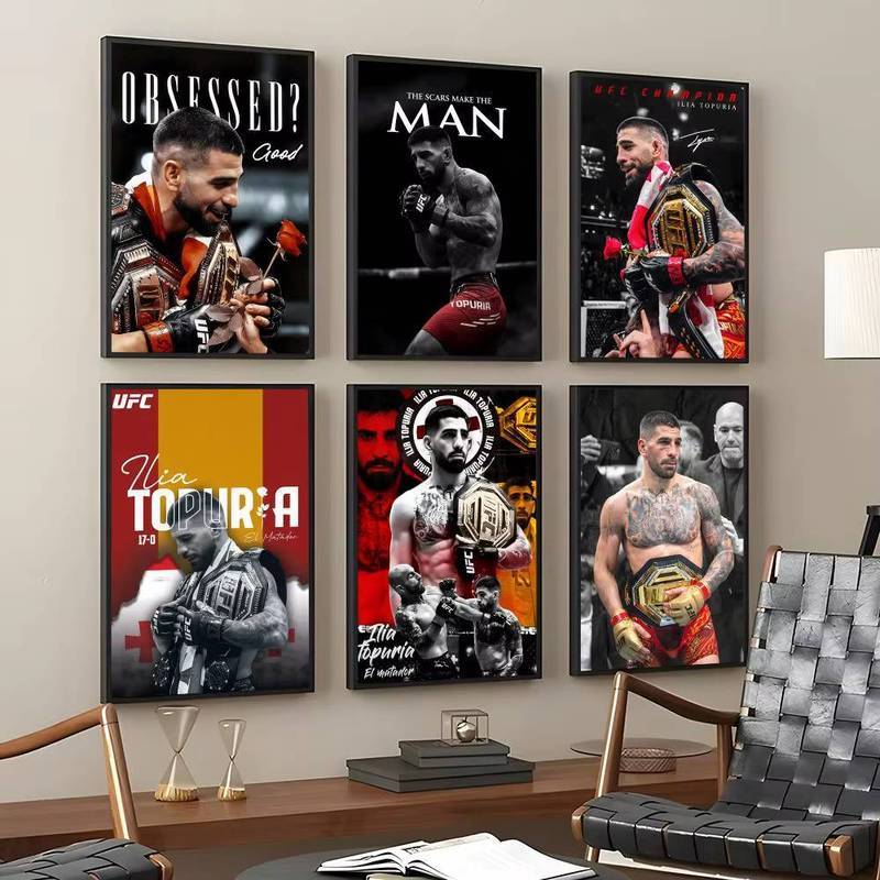 Ilia Topuria UFC Canvas Wall Art Boxing Fighter โปสเตอร์สําหรับห้องนอน Gym Man Cave Wall Decor