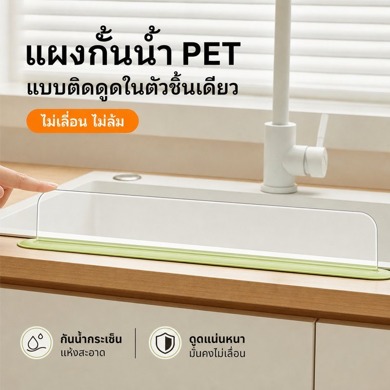 แผ่นกั้นน้ำซิลิโคนคุณภาพสูง สำหรับอ่างล้างจาน มีถ้วยดูดติดแน่น กันน้ำกระเด็นได้ดี อุปกรณ์ครัวจำเป็น