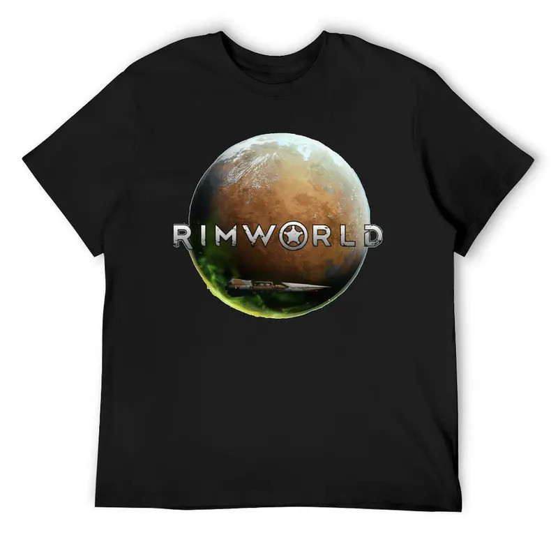 เสื้อยืด Planet Rimworld สินค้าอนิเมะ เสื้ออนิเมะวินเทจ เสื้อผ้าสวยงาม เสื้อยืดตลกสำหรับผู้ชาย