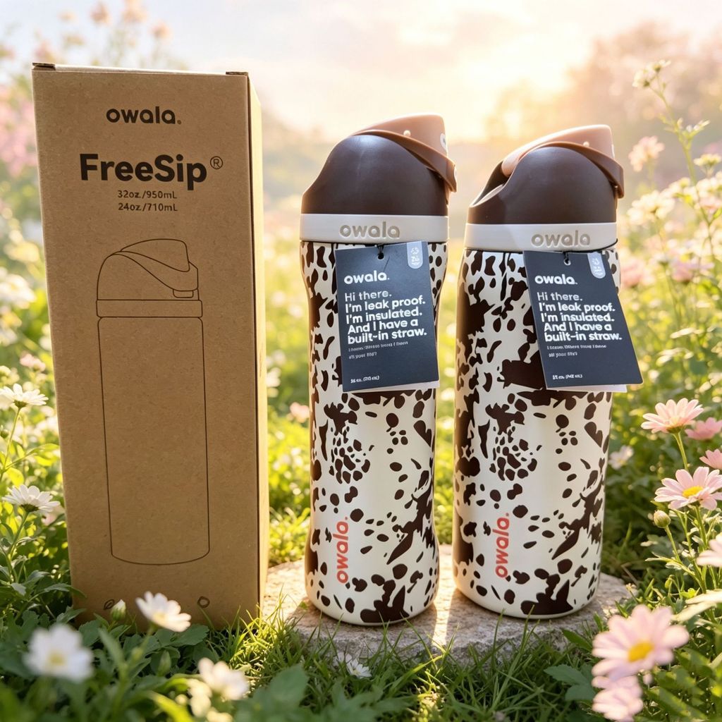 ขวดน้ํา owala 32oz Dopamine Thermos Cup Outdoor Portable Portable Portable Straw Cup snoopy สินค้าแท้ไม่มี BPA