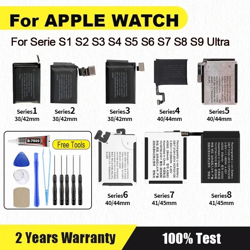 A2663 A2810 A2815 A2721 A3009 A2954 A2956 A2749 แบตเตอรี่สําหรับ Apple Watch Series 1 2 3 4 5 6 7 8 
