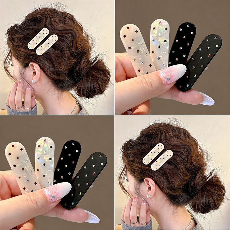 หรูหราเงา พลอยเทียม ตกแต่งอะคริลิด้านข้างผมปิ่นปักผม,สีทึบที่เรียบง่ายลื่นเรียบคลิปผม,ทุกวันจัดแต่งทรงอุปกรณ์สําหรับผู้หญิงสา