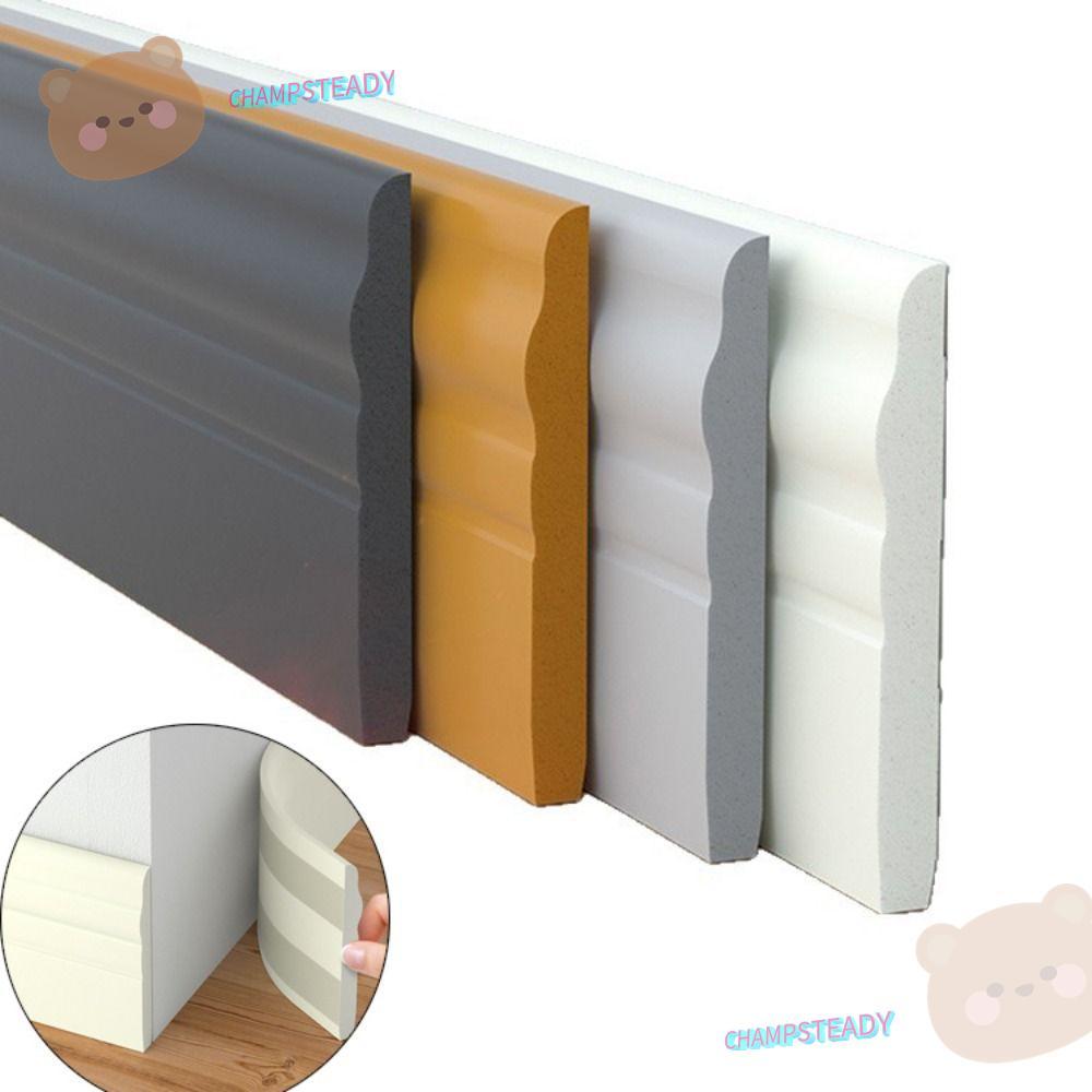CHAMPSTEADY Wall Baseboard, หนา Self กาว Baseboard Molding Trim, DIY Anti-collision 1 M/ม้วนสติ๊กเกอร์ติดผนังแบบยืดหยุ่นตกแต่งบ้าน
