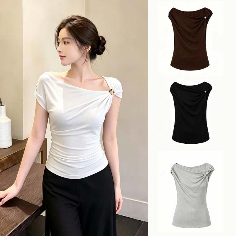 Domi (S-2XL) เสื้อปกหลังสไตล์เกาหลีใหม่ ฤดูร้อน 2026 ดีไซน์ไม่ซ้ำ สำหรับผู้หญิง