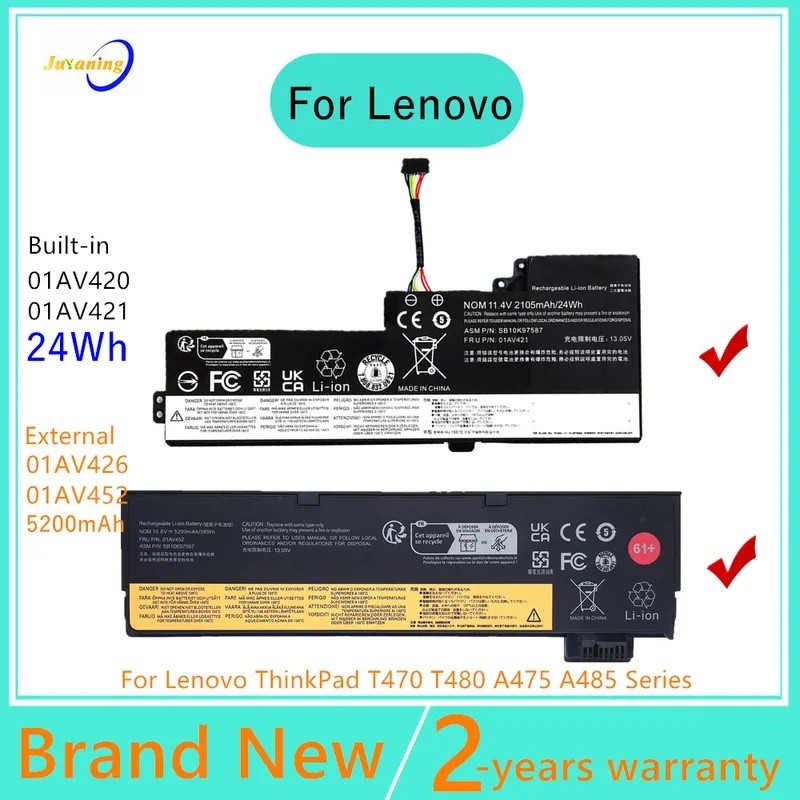 01AV422 01AV423 แบตเตอรี่แล็ปท็อปสําหรับ Lenovo ThinkPad T480 A475 T470 A485 TP25 01AV425 01AV426 01