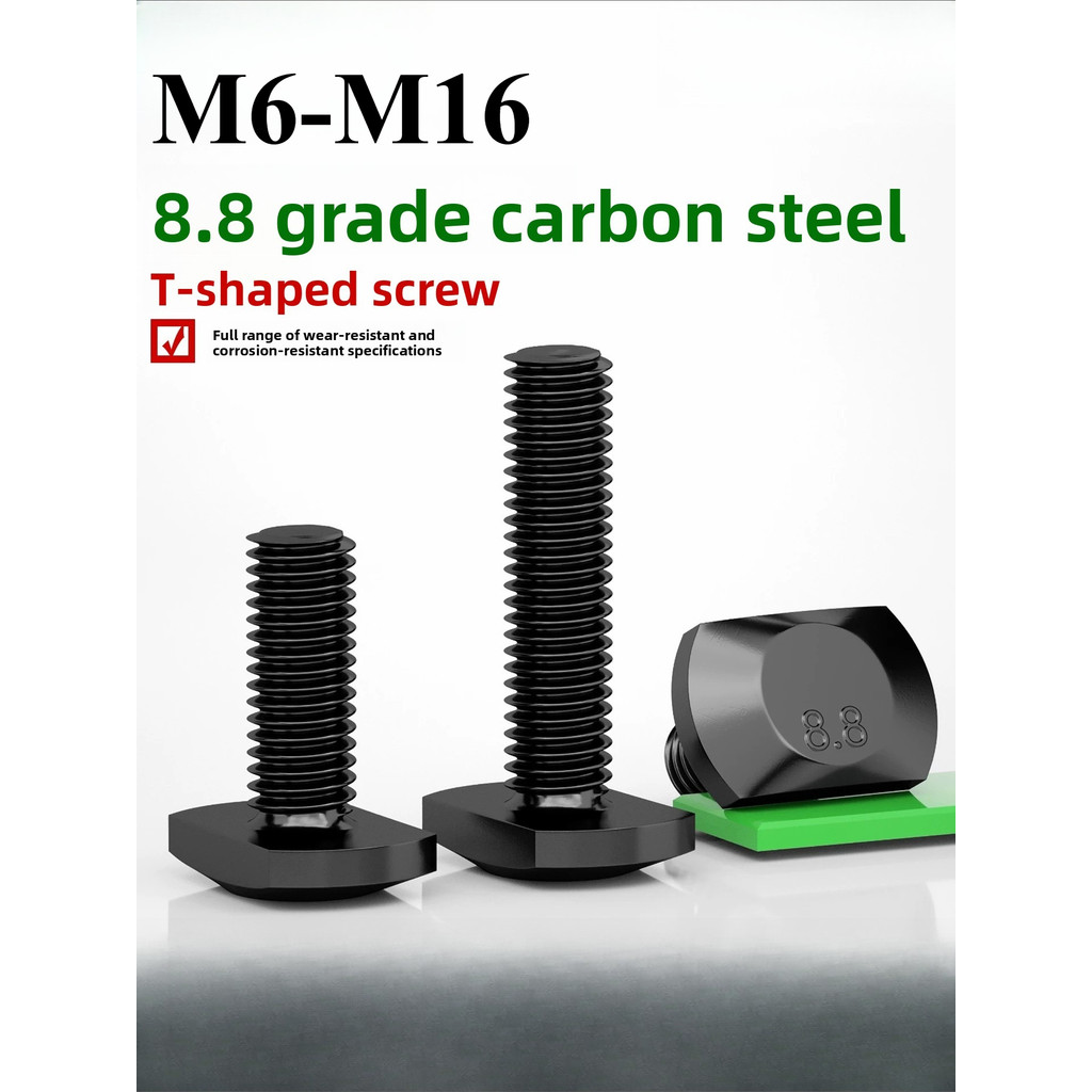 8.8 เกรด T-Shaped สกรูแผ่นความดัน GB37 High-Strength Blackening T-Shaped Slot แม่พิมพ์ Bolt M6-M16