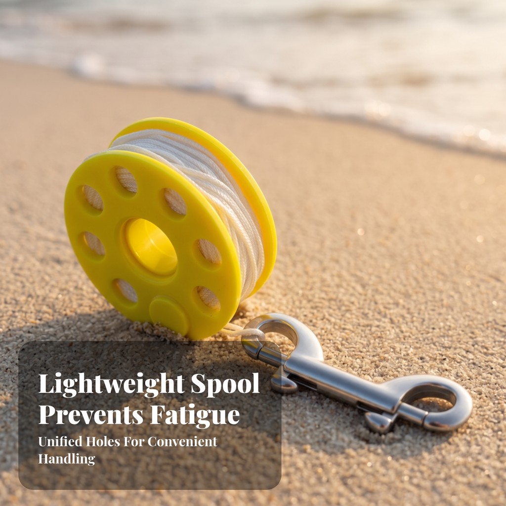 ดําน้ํา Line Reel พร้อมตะขอ Snap น้ําหนักเบา Scuba Spool สายถัก Scuba Reel อลูมิเนียมขนาดกะทัดรัดสํา