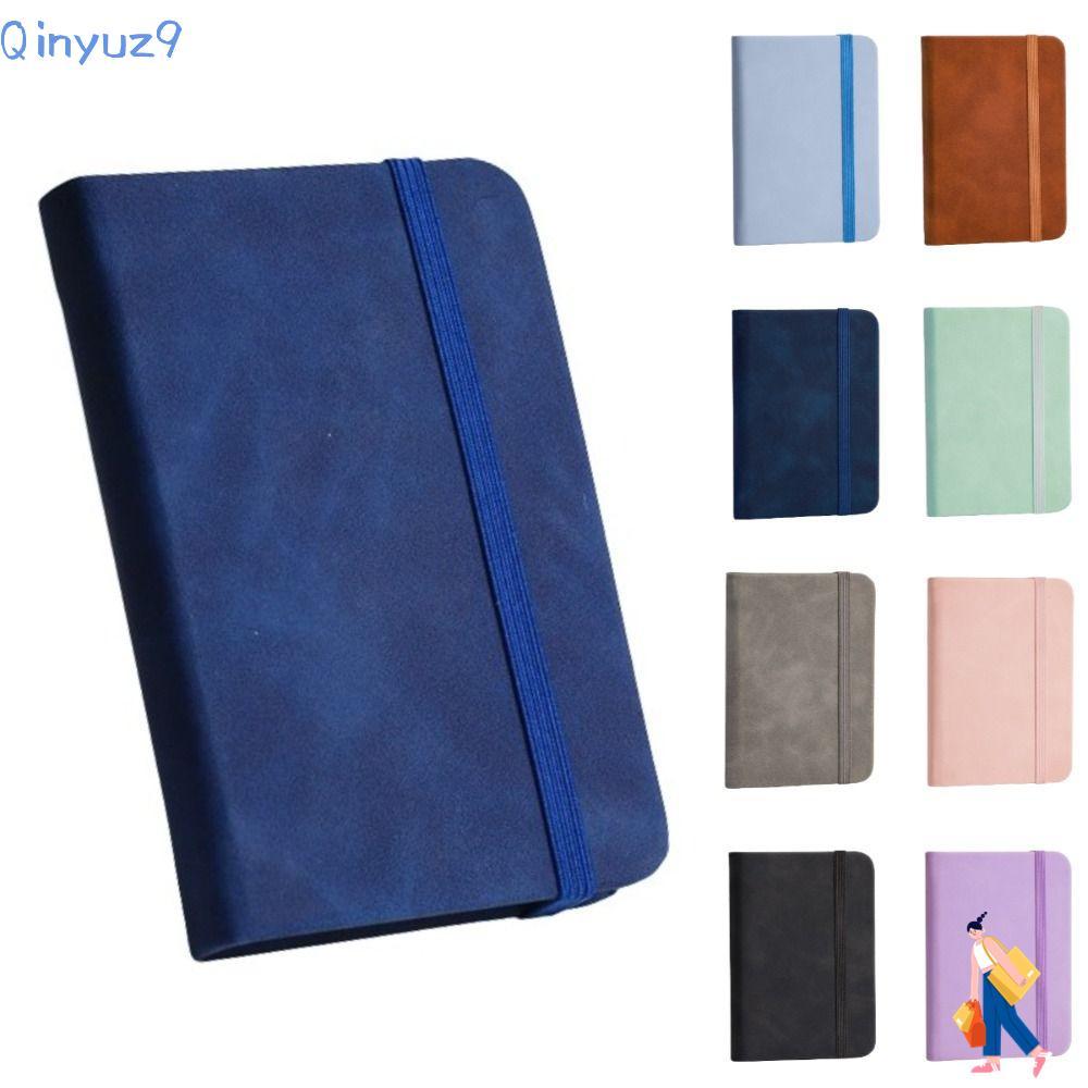 QINYUZ9 Mini Notepad, Pocket Writing Paper A7 Notebook, School Stationery Memo Pad แบบพกพา PU Cover 