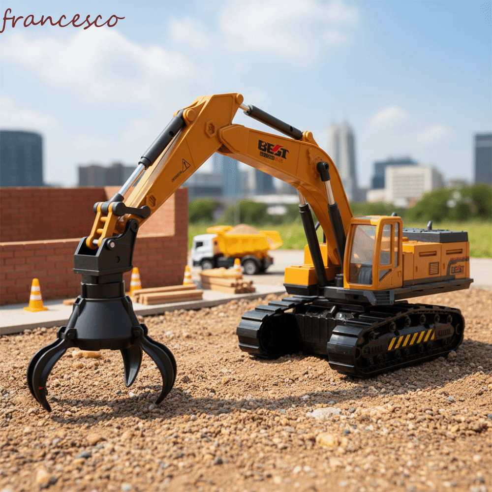 FRANCESCO Engineering Diecast Crane, Mini Yellow Inertial Model Engineering รถปราบดิน, การก่อสร้างพล