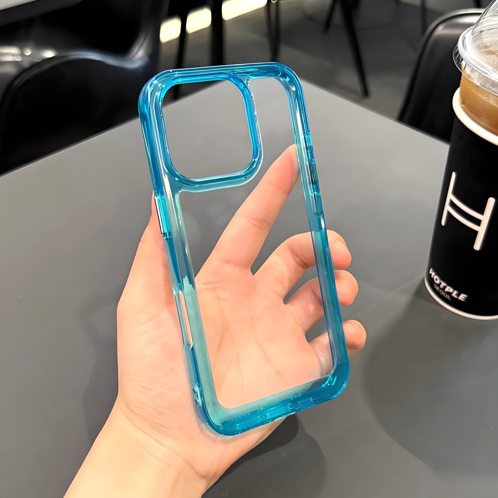 Semi-Transparent Blue EdgeเหมาะสําหรับOPPOfindX8เคสโทรศัพท์X6/X5Pro Diale a57 Epoxy Groove a97 Soft 