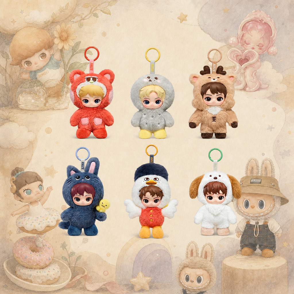 POPMART RIZE ตุ๊กตาเพื่อนน่ารัก Series ตุ๊กตาตุ๊กตาจี้ Mystery กล่องเครื่องประดับของแท้