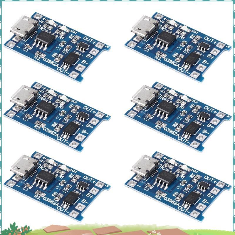 6PCS สําหรับ TP4056 ชาร์จ ule พร้อมป้องกันแบตเตอรี่ 18650 BMS 5V