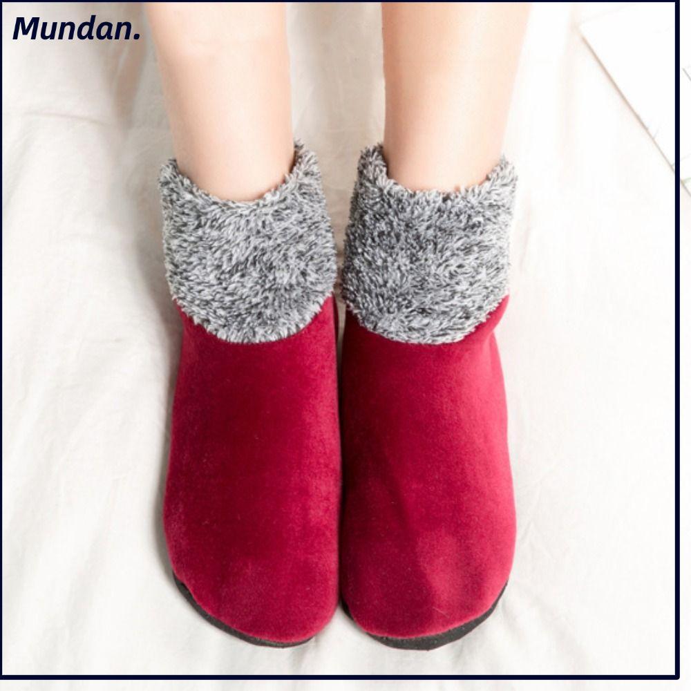 MUNDAN Slipper Socks,Plush Thermal Home Floor Socks, Warm High Tube Thick With Anti Slip Soles Snow 