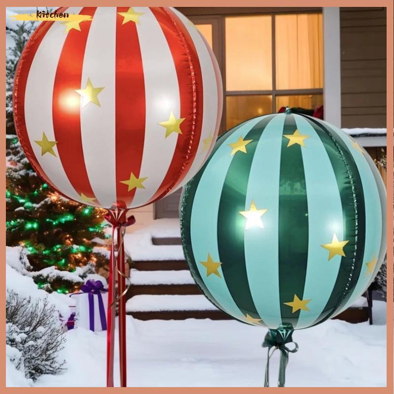 XDT 2 ชิ้น 22" 4D ลายดาวบอลลูนทรงกลมสีแดง/สีเขียวสําหรับคริสต์มาสและวันเกิด KCP