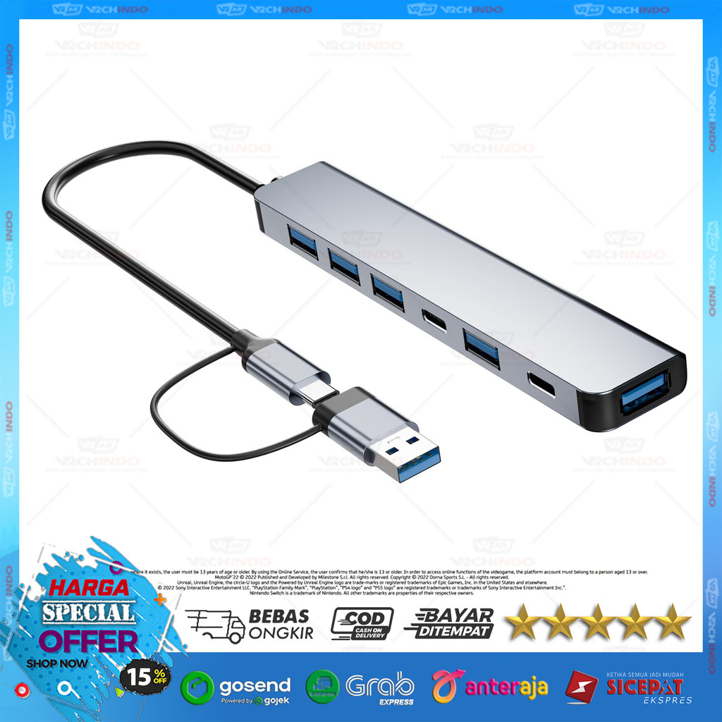 USB C Hub / USB Hub 7 พอร์ต 7 in 1 Multiport USB 3.0 Adapter สําหรับแล็ปท็อปและคอมพิวเตอร์