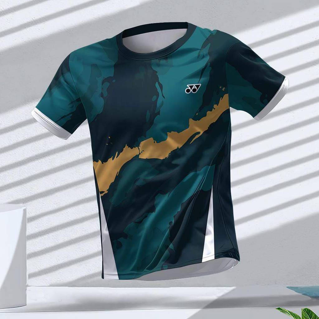 Yonex ผู้ชายแห้งเร็ว Breathable Dri Fit เสื้อยืดแขนสั้น Moisture Wicking ประสิทธิภาพกรีฑา Tee น้ําหน