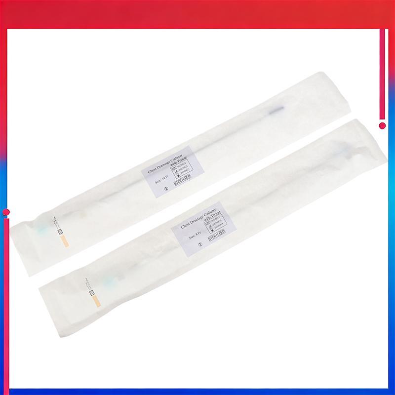 (ใหม่) Disposable Thoracic Draining Catheter Chest Tube With Trocar PVC Drain Catheter Thoracic Fr8/
