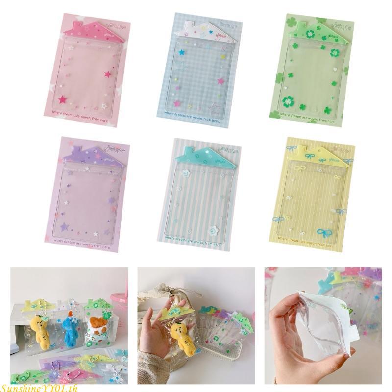 SUN กล่องเก็บตุ๊กตา PVC ใสแบบพกพา House Shape การ์ด Organiser Sleeve