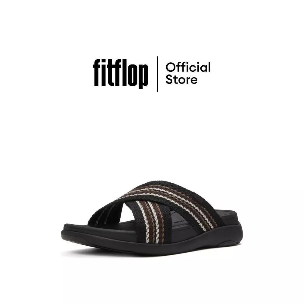 FITFLOP F-MODE GO STRIPY-WEAVE CROSS S รองเท้าแตะผู้ชาย รุ่น A1S-231 สี BLACK