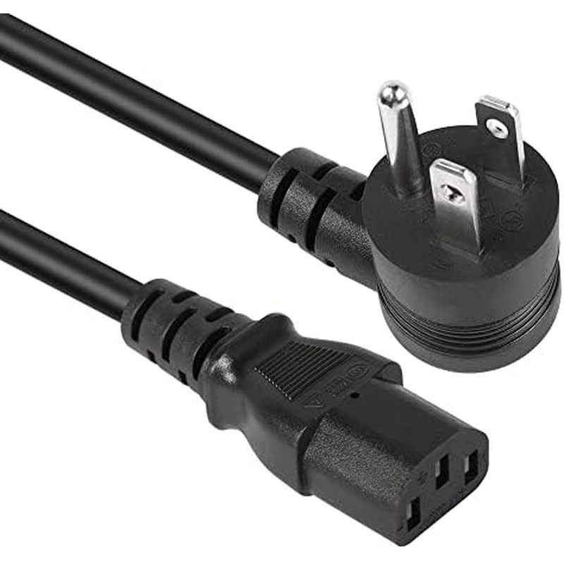 GELRHONR 90 องศา 3 Prong AC ถึง IEC320 C13 สายไฟ,10A 125V มุมลง NEMA 5-15P to C13 Universal Power Ca